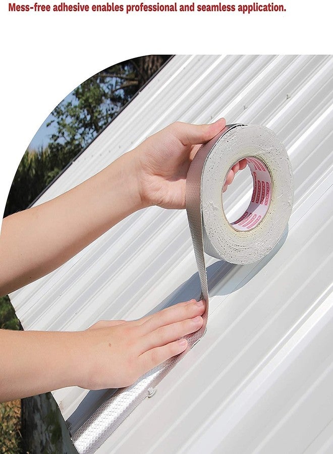 Jolfay Waterproof Aluminum Foil Rubber Tape Flashing Leak Proof Patch For Outdoor Roof Flashing, Surface Crack, Pipe Repair gutters, down spouts, boats(10 CM x5M Silver) - Image 2